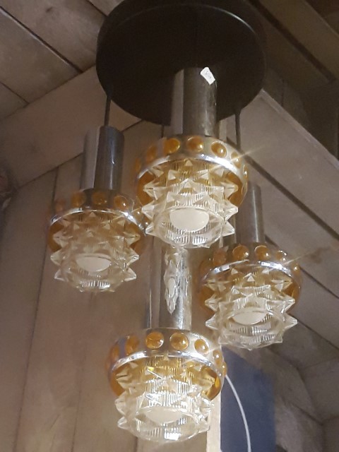 Massive Cascade lamp Space Age, Mid-Century met 4 kelken